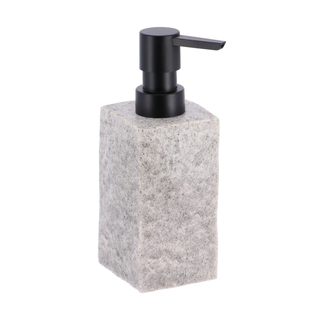Dozator de Săpun Pătrat Efect de Piatră 260 ml - Gri prezentat într-un decor modern marca Ramos