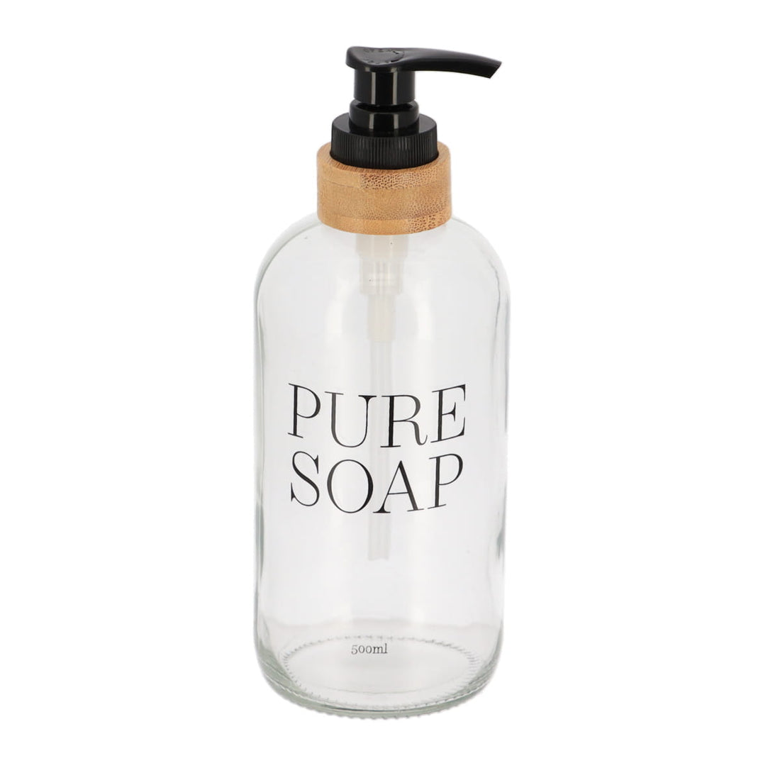 Dispenser pentru Săpun din Sticlă și Bambus 500ml - Transparent - ramosdecor