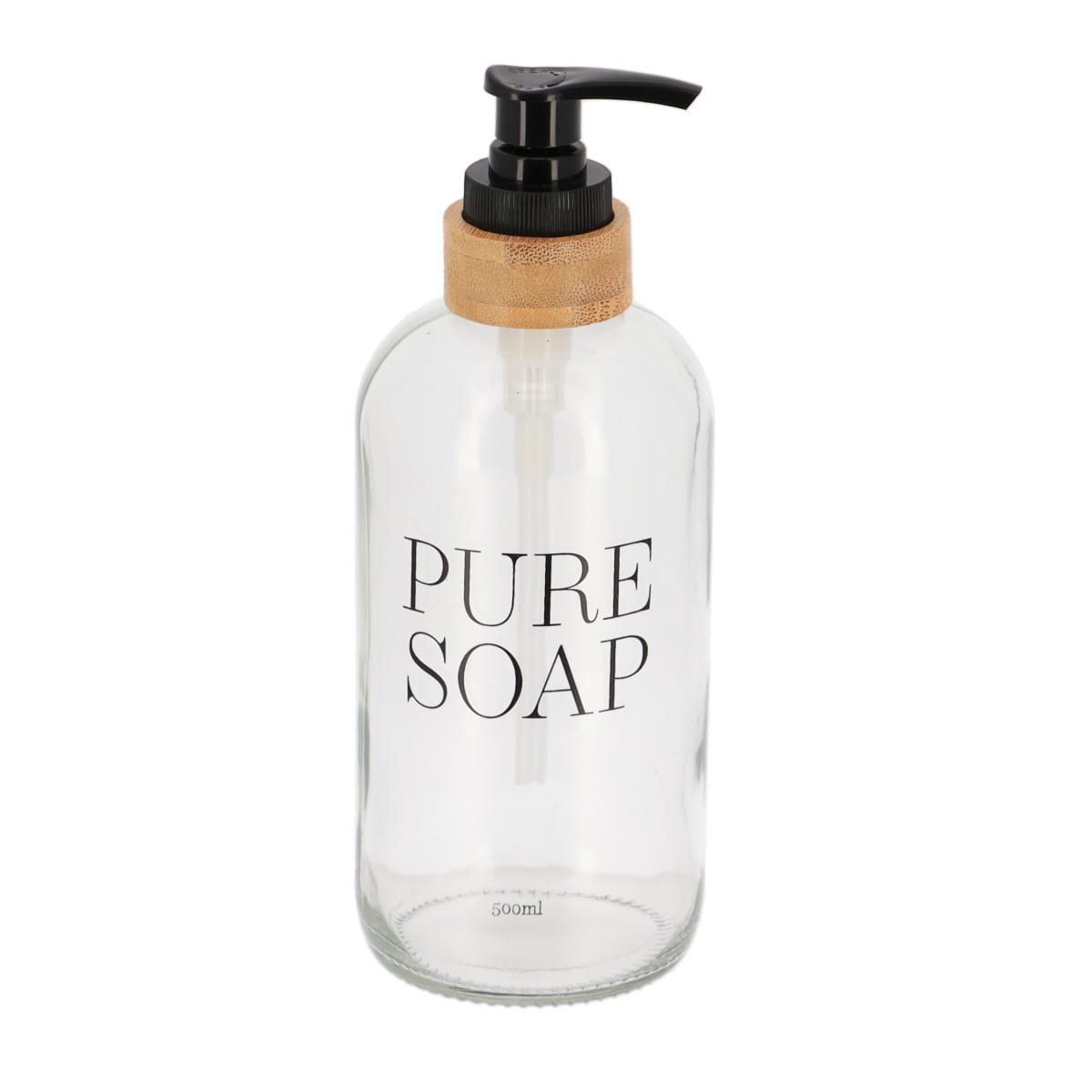 Dispenser pentru Săpun din Sticlă și Bambus 500ml - Transparent - ramosdecor