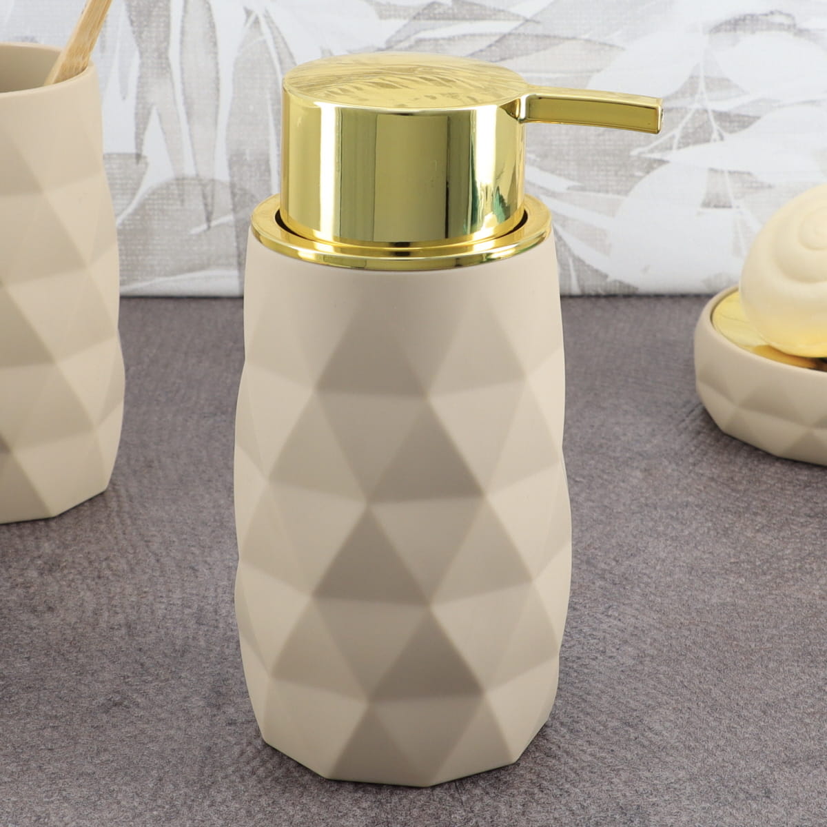 Dozator Săpun din ABS + Cauciuc 210 ml - Bej - ramosdecor