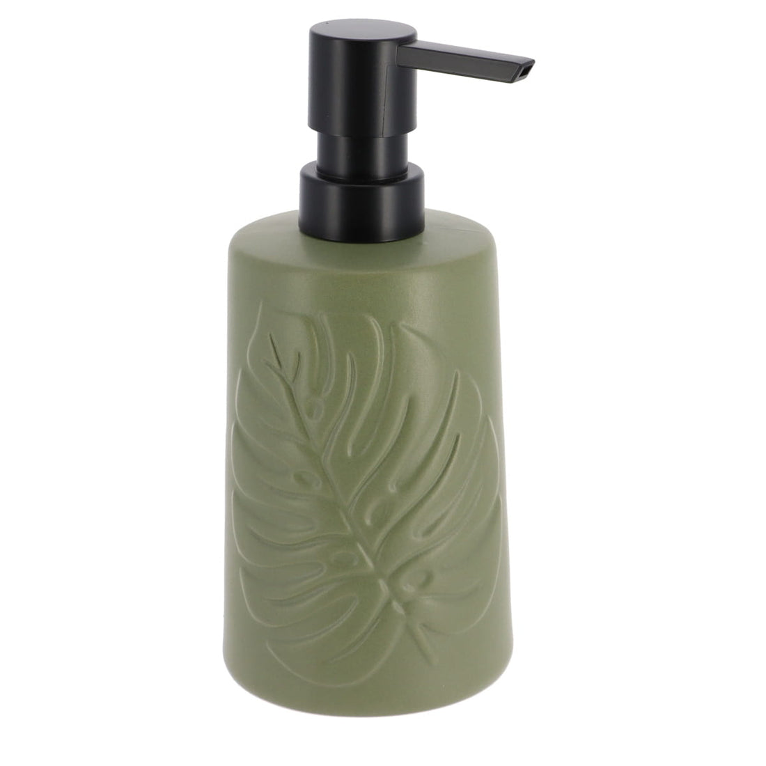 Dispenser pentru Săpun din Ceramică Decor cu Motiv Frunze 430 ml - Khaki prezentat într-un decor modern marca Ramos