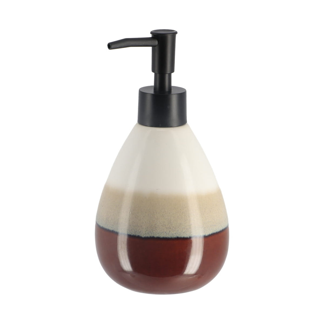Dozator Rotund Tricolor Pentru Săpun 395 ml - Maro/Bej - ramosdecor