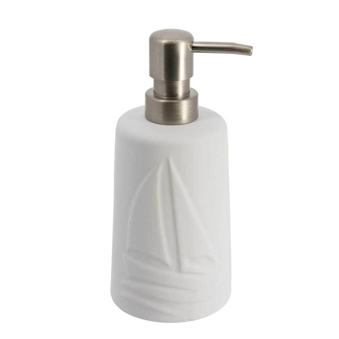 Dispenser pentru Săpun din Ceramică Decor cu Tematică Nautică 430 ml - Alb prezentat într-un decor modern marca Ramos