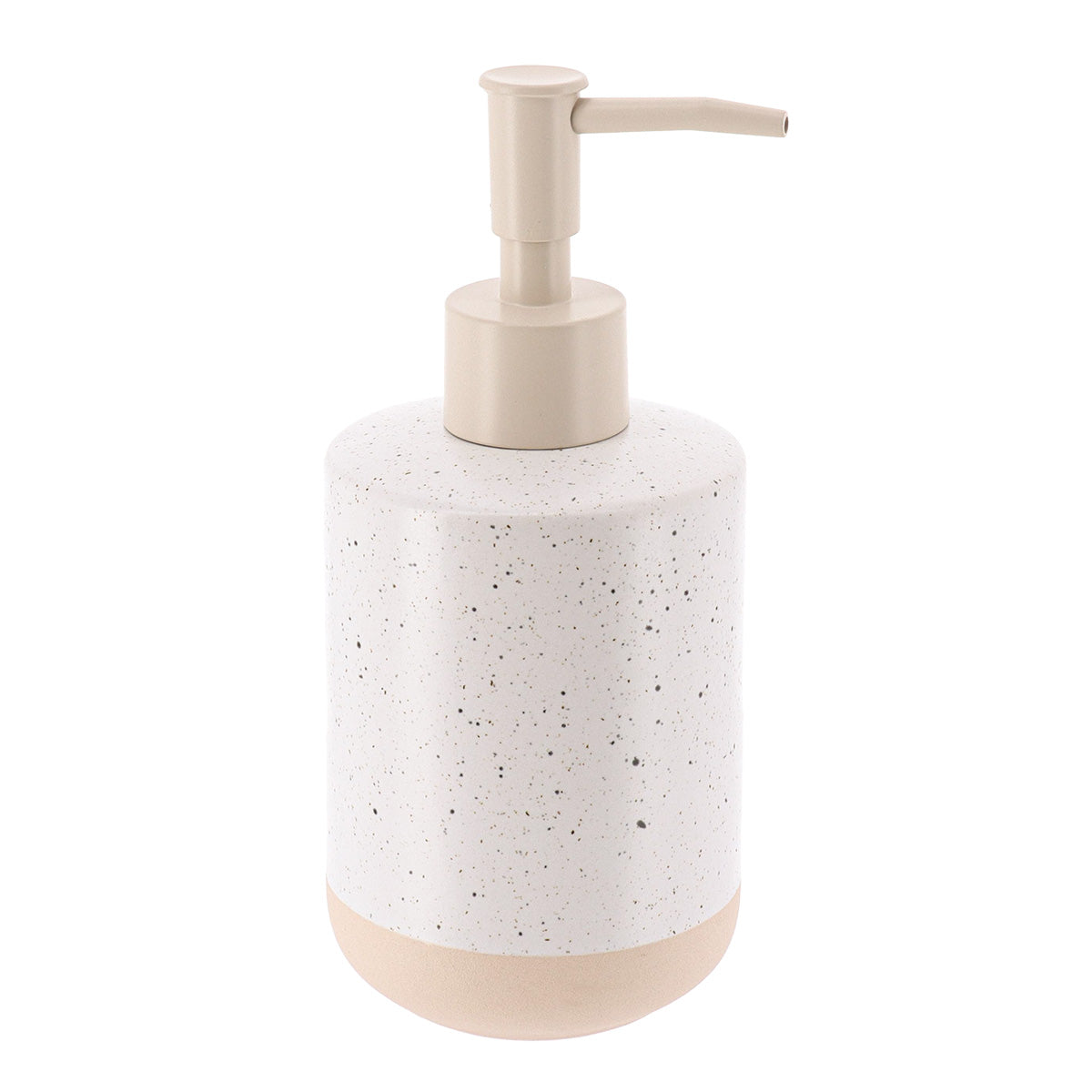 Dozator de Săpun cu Finisaj Brut Mat 330 ml - Alb/Bej prezentat într-un decor modern marca Ramos