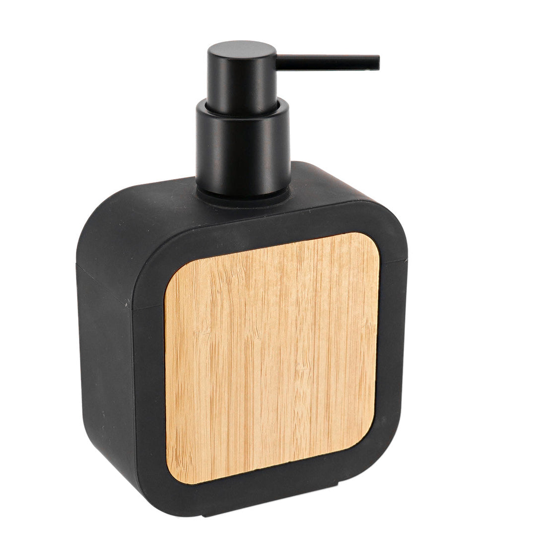 Dozator de Săpun Pătrat cu ABS si Cauciuc 350 ml - Negru prezentat într-un decor modern marca Ramos