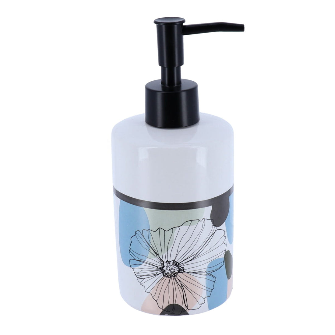 Dozator De Săpun Rotund Și Imprimat Din Dolomit 320 Ml - Flower - ramosdecor