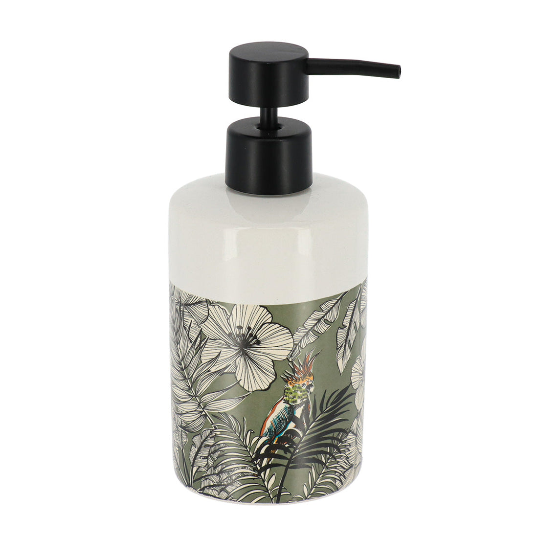 Dozator De Săpun Rotund Și Imprimat Din Dolomit 320 Ml - Khaki Jungle Fever - ramosdecor