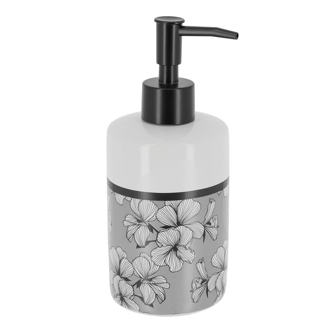 Dozator De Săpun Rotund Și Imprimat Din Dolomit 320 Ml - Grey Ecrin - ramosdecor