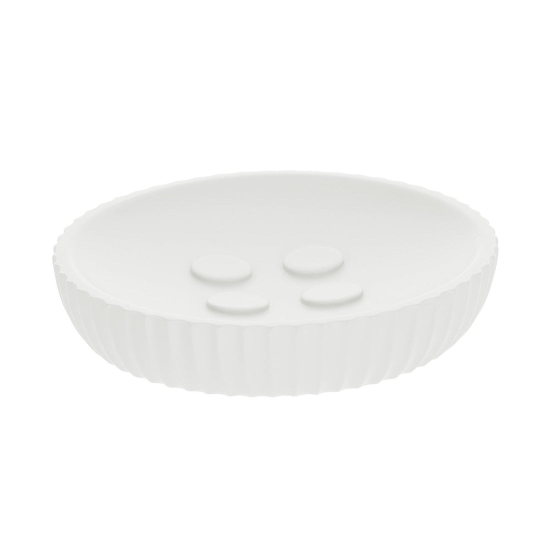 Savonieră Rotundă din Polirășină cu Dungi - Alb - ramosdecor
