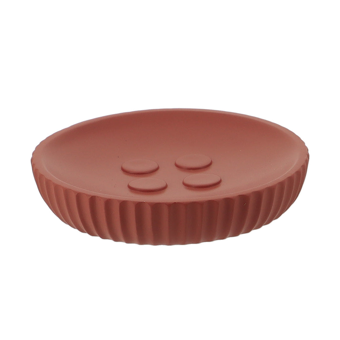 Savonieră Rotundă din Polirășină cu Dungi - Terracotta - ramosdecor