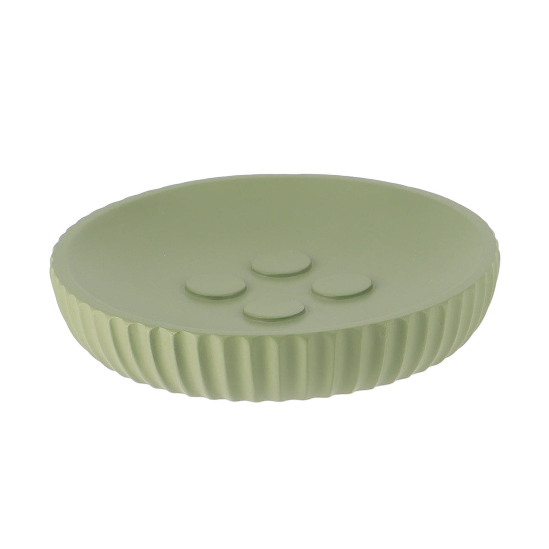 Savonieră Rotundă din Polirășină cu Dungi - Khaki - ramosdecor