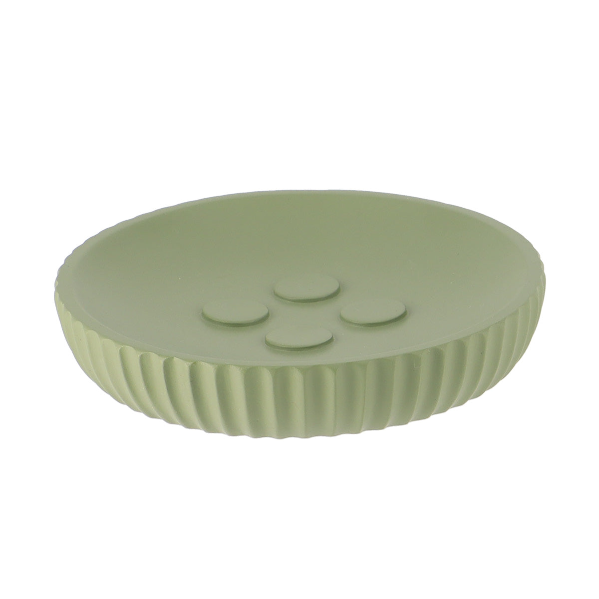 Savonieră Rotundă din Polirășină cu Dungi - Khaki - ramosdecor