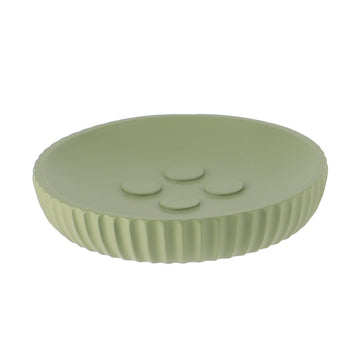 Savonieră Rotundă din Polirășină cu Dungi - Khaki - ramosdecor