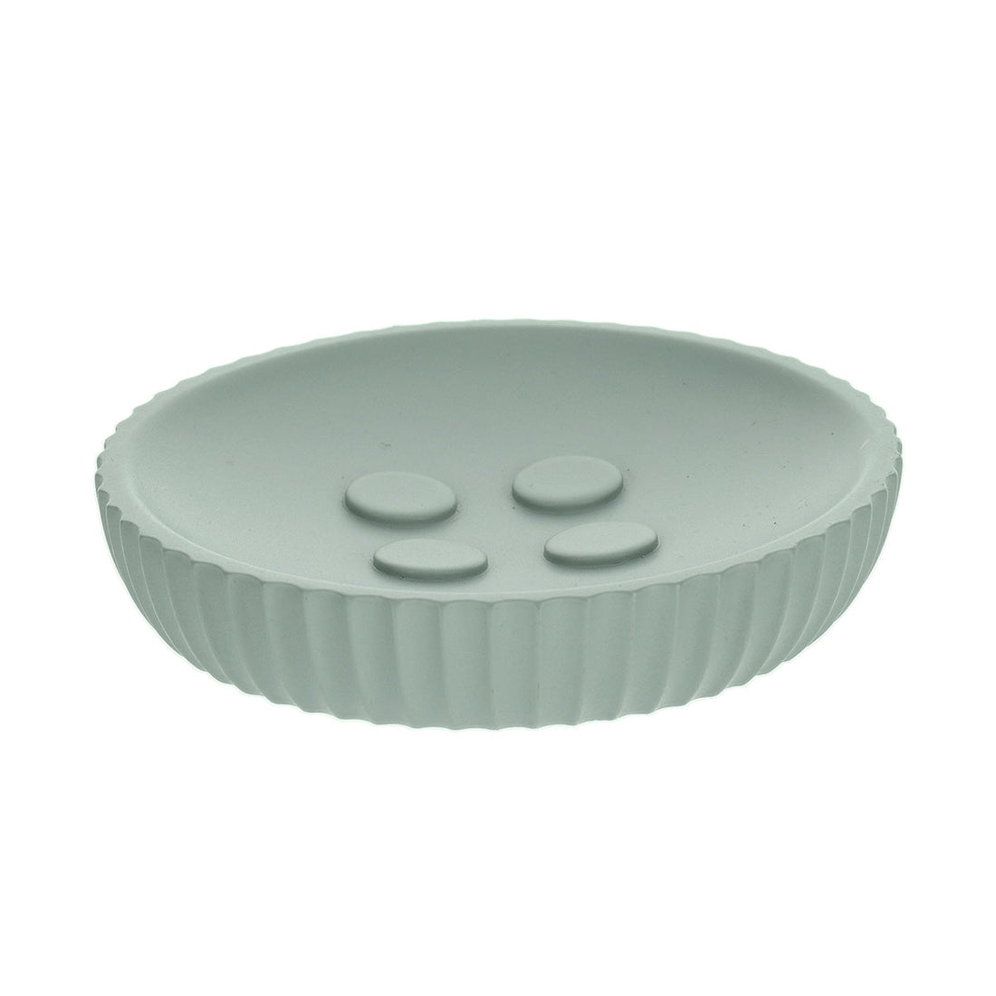 Savonieră Rotundă din Polirășină cu Dungi - Verde Eucalipt - ramosdecor