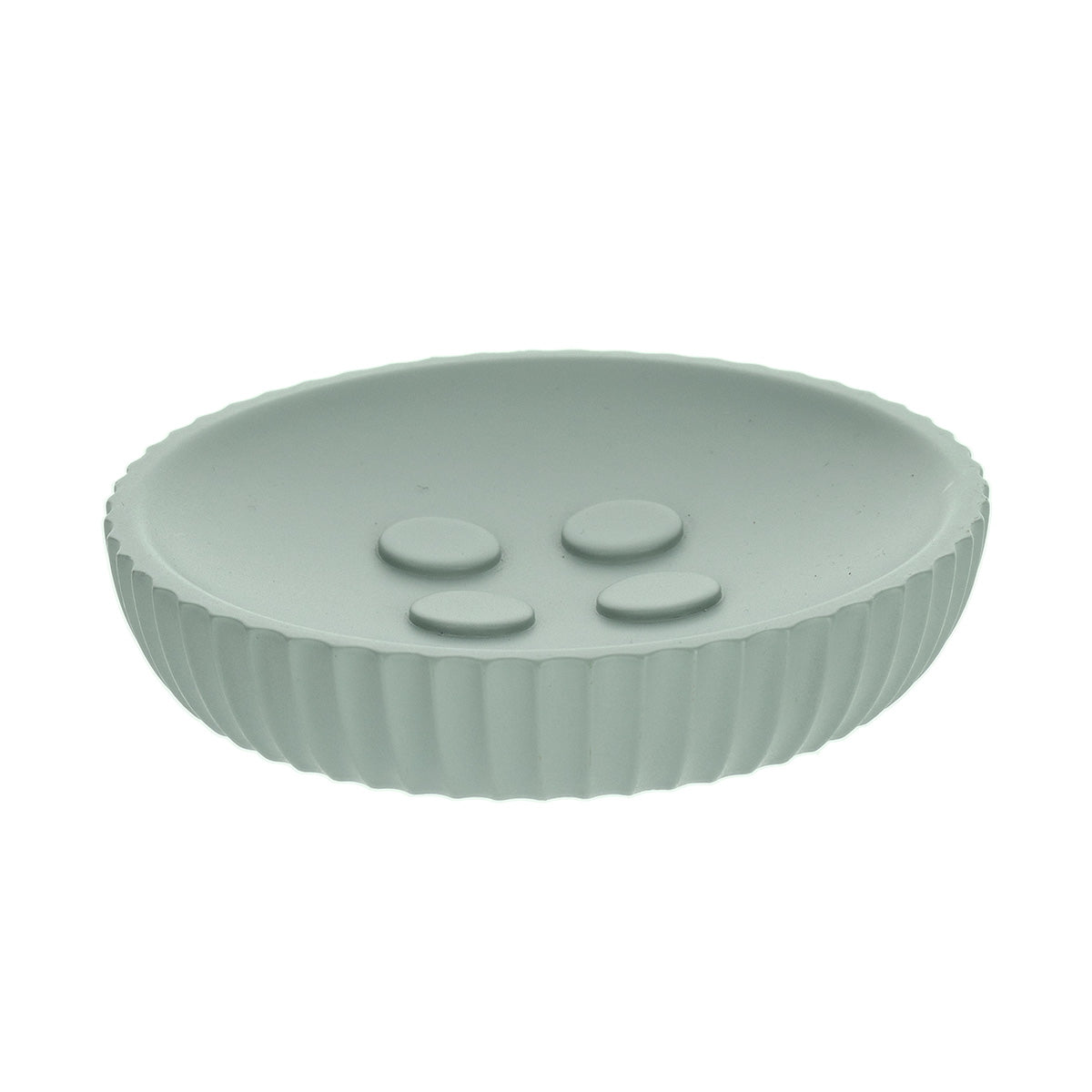 Savonieră Rotundă din Polirășină cu Dungi - Verde Eucalipt - ramosdecor