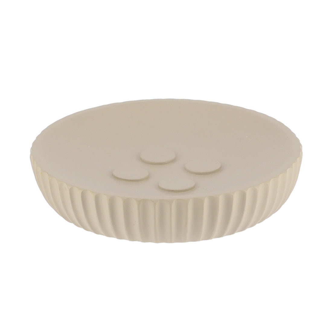Savonieră Rotundă din Polirășină cu Dungi - Taupe - ramosdecor