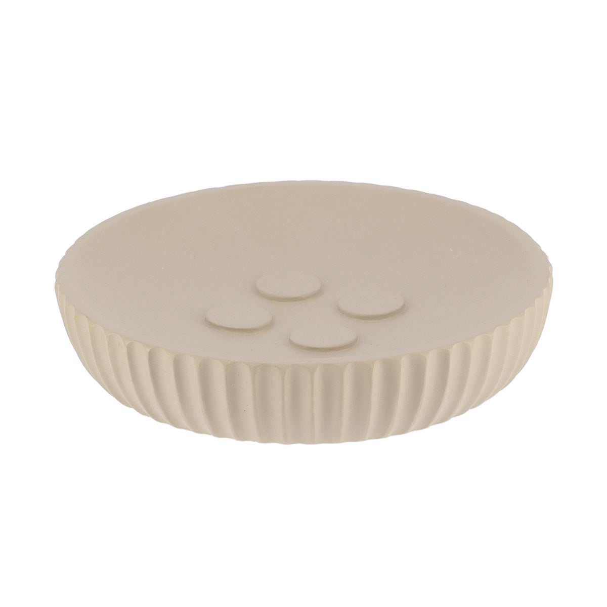 Savonieră Rotundă din Polirășină cu Dungi - Taupe - ramosdecor