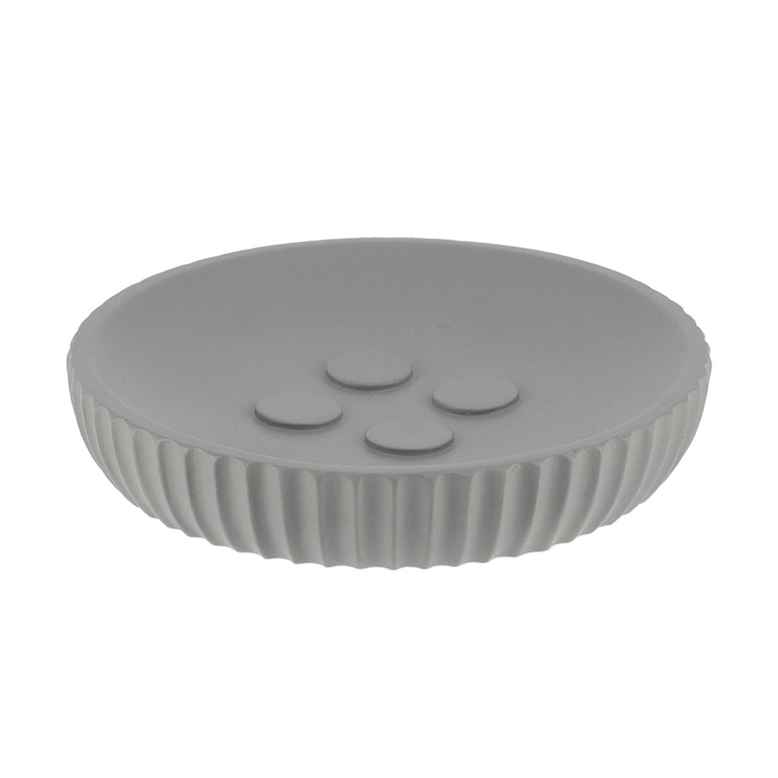 Savonieră Rotundă din Polirășină cu Dungi - Gri Inchis - ramosdecor