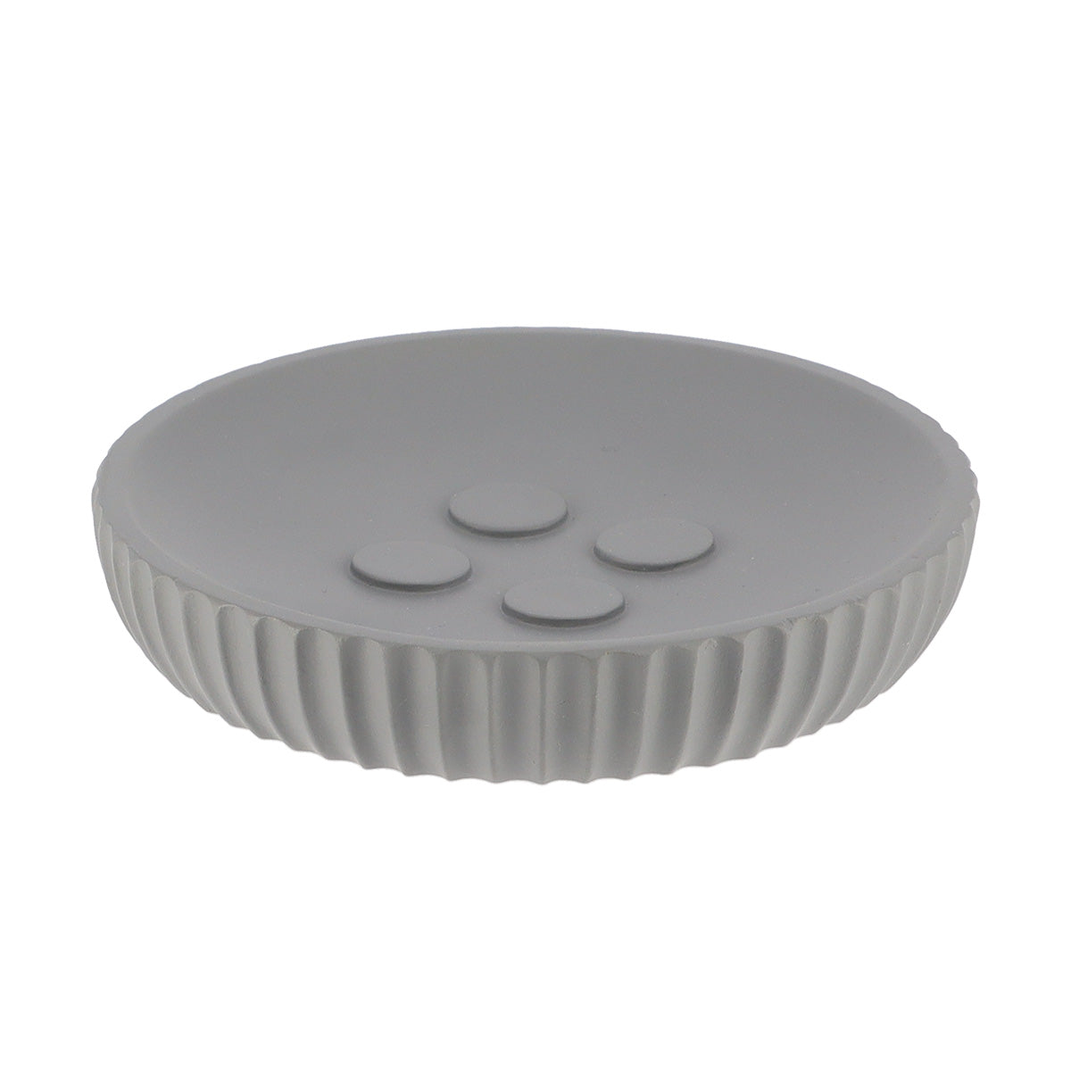 Savonieră Rotundă din Polirășină cu Dungi - Gri Inchis - ramosdecor