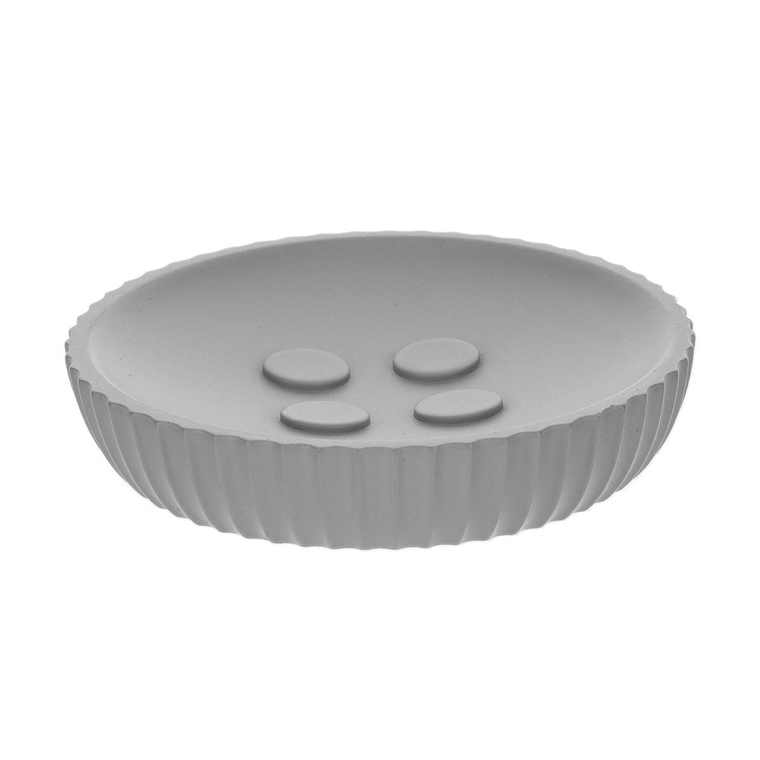 Savonieră Rotundă din Polirășină cu Dungi - Gri - ramosdecor