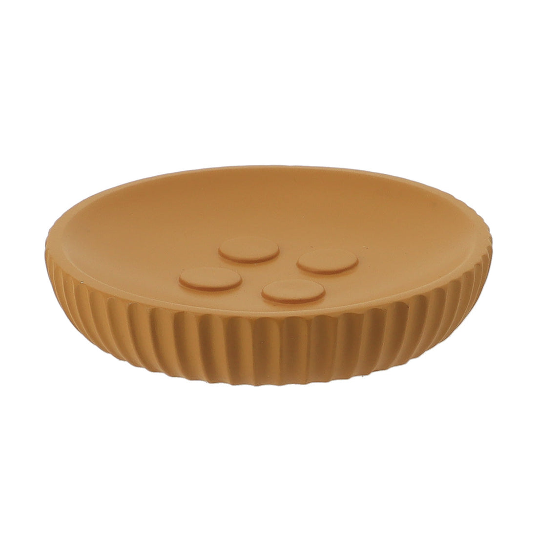 Savonieră Rotundă din Polirășină cu Dungi - Mustar - ramosdecor