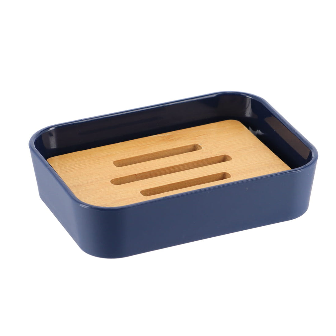 Farfurie pentru Săpun din Cauciuc cu Detalii din ABS și Bambus - Navy Blue - ramosdecor