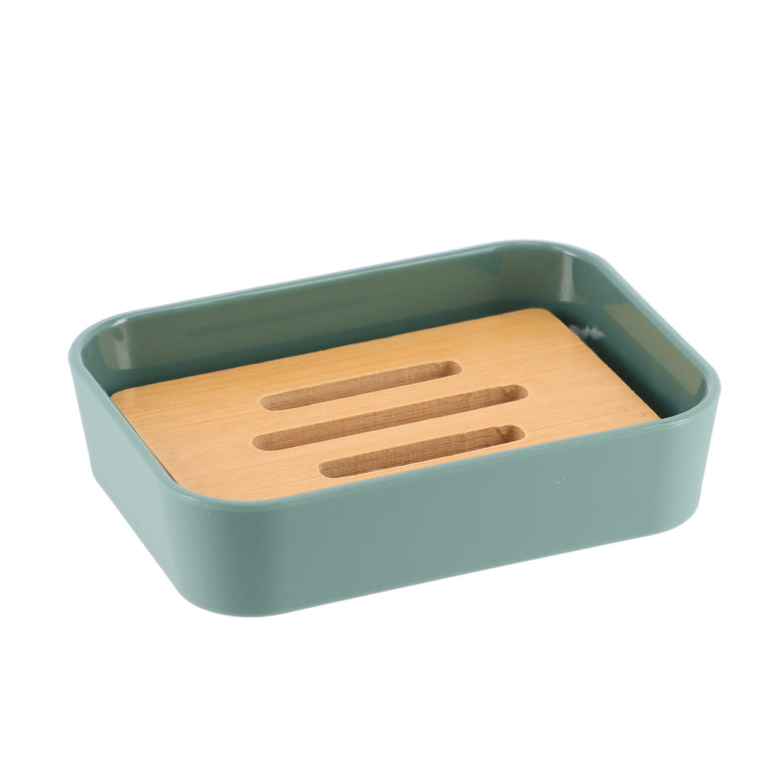 Farfurie pentru Săpun din Cauciuc cu Detalii din ABS și Bambus - Sage Green - ramosdecor