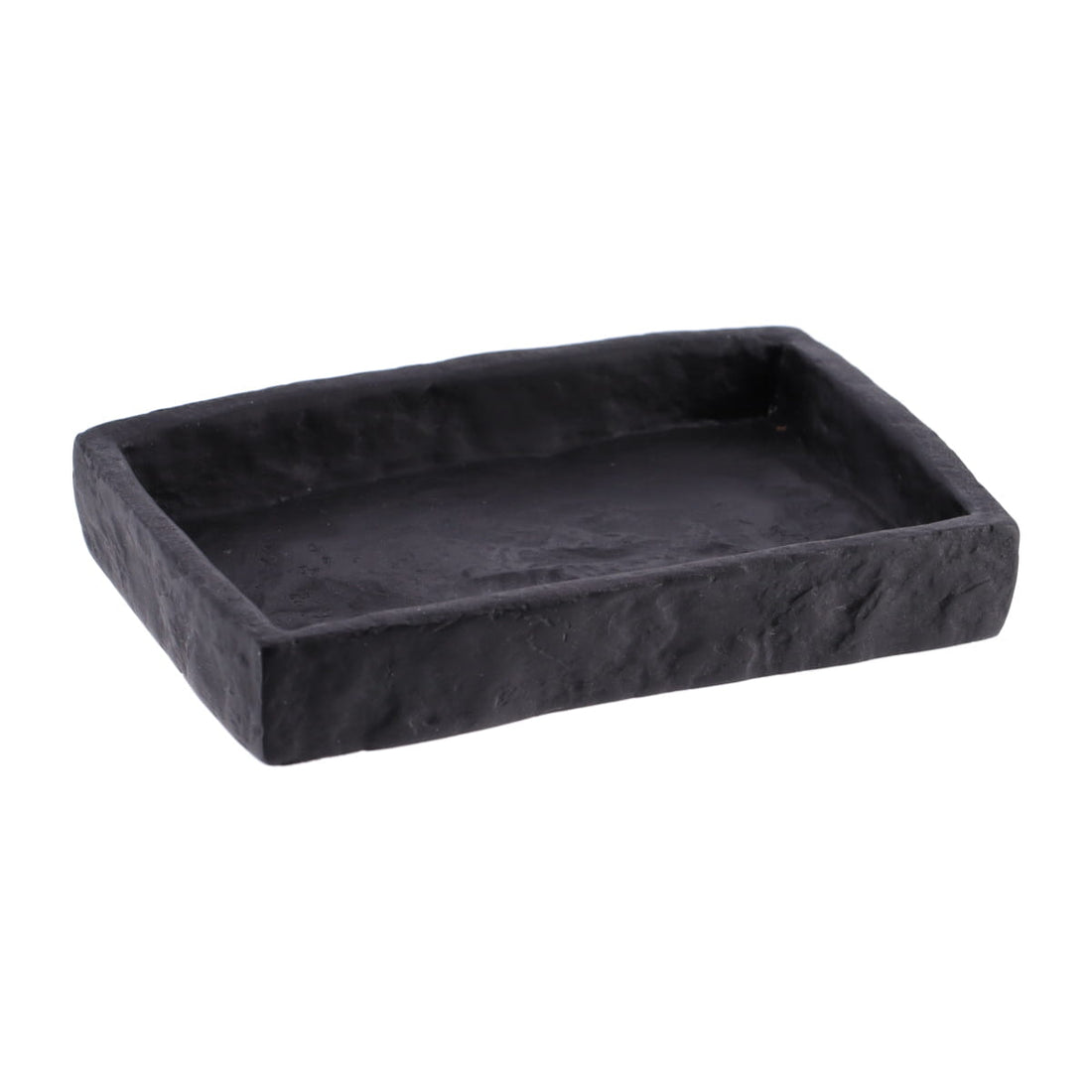 Savonieră Rectangulară din Polirășină cu Efect de Piatră - Negru - ramosdecor