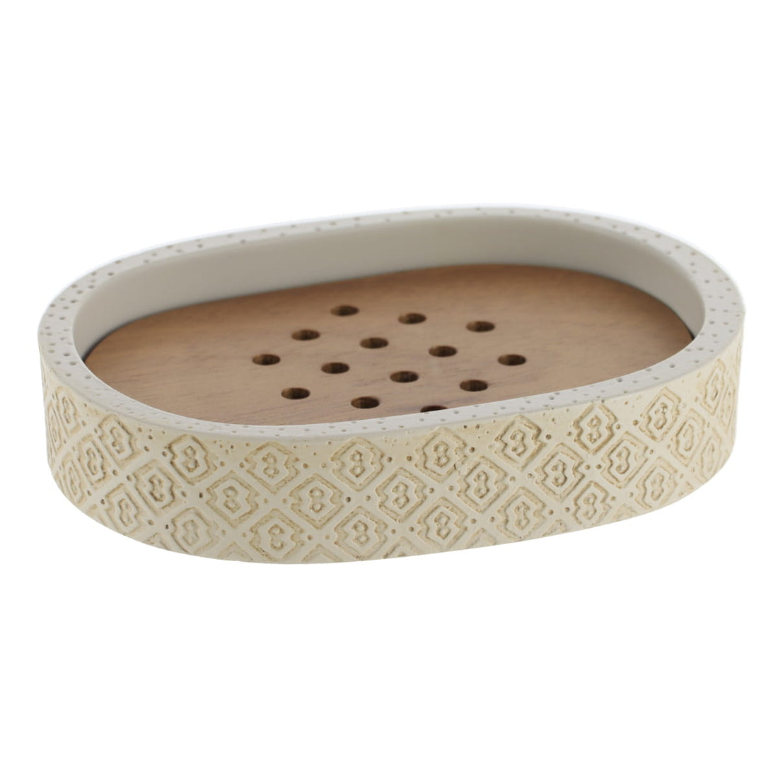 Farfurie Pentru Săpun Gravată din Poliresină - Natural/Acacia prezentat într-un decor modern marca Ramos