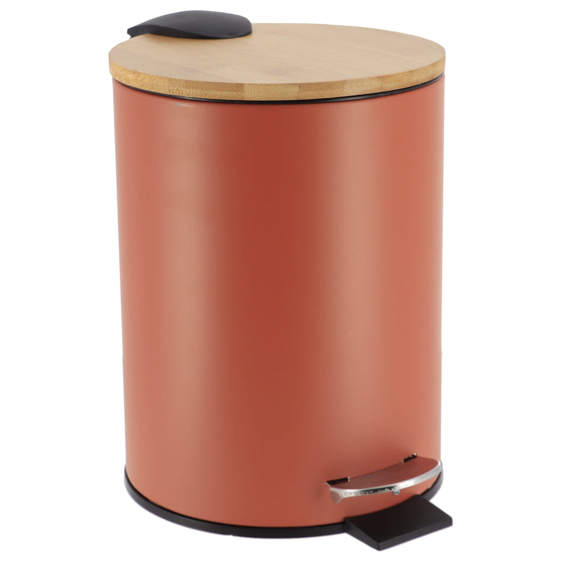Coș De Gunoi Metalic Cu Închidere Lentă 3L - Terracotta/Bambus - ramosdecor