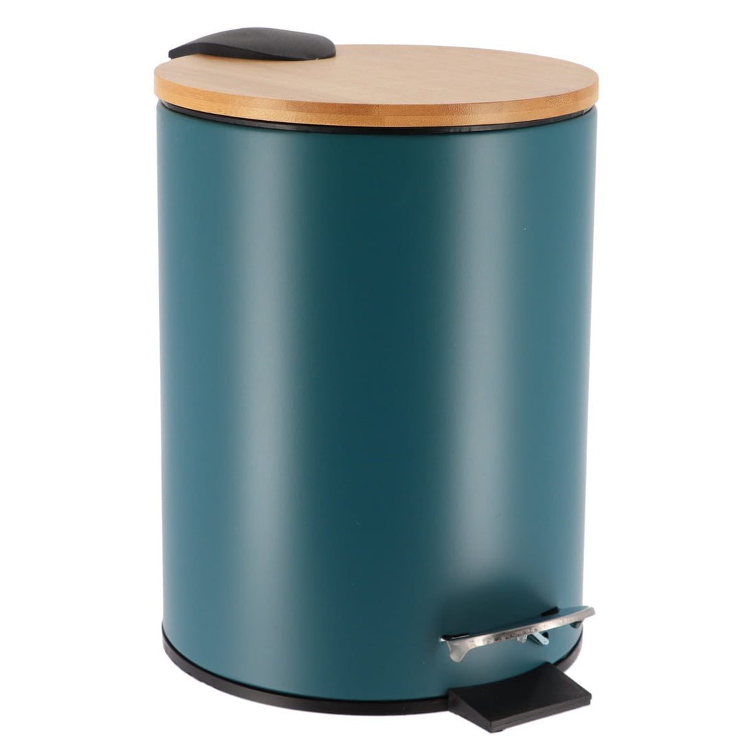 Coș De Gunoi Metalic Cu Închidere Lentă 3L - Verde Imperial/Bambus - ramosdecor