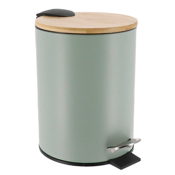 Coș De Gunoi Metalic Cu Închidere Lentă 3L - Verde Eucalipt/Bambus - ramosdecor
