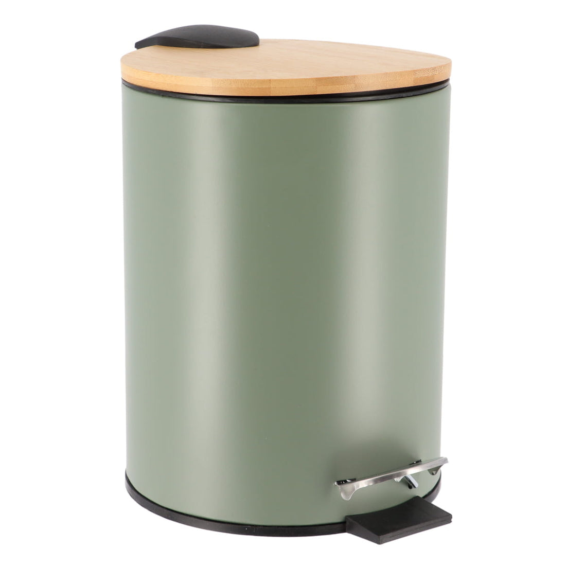 Coș De Gunoi Metalic Cu Închidere Lentă 3L - Khaki/Bambus - ramosdecor