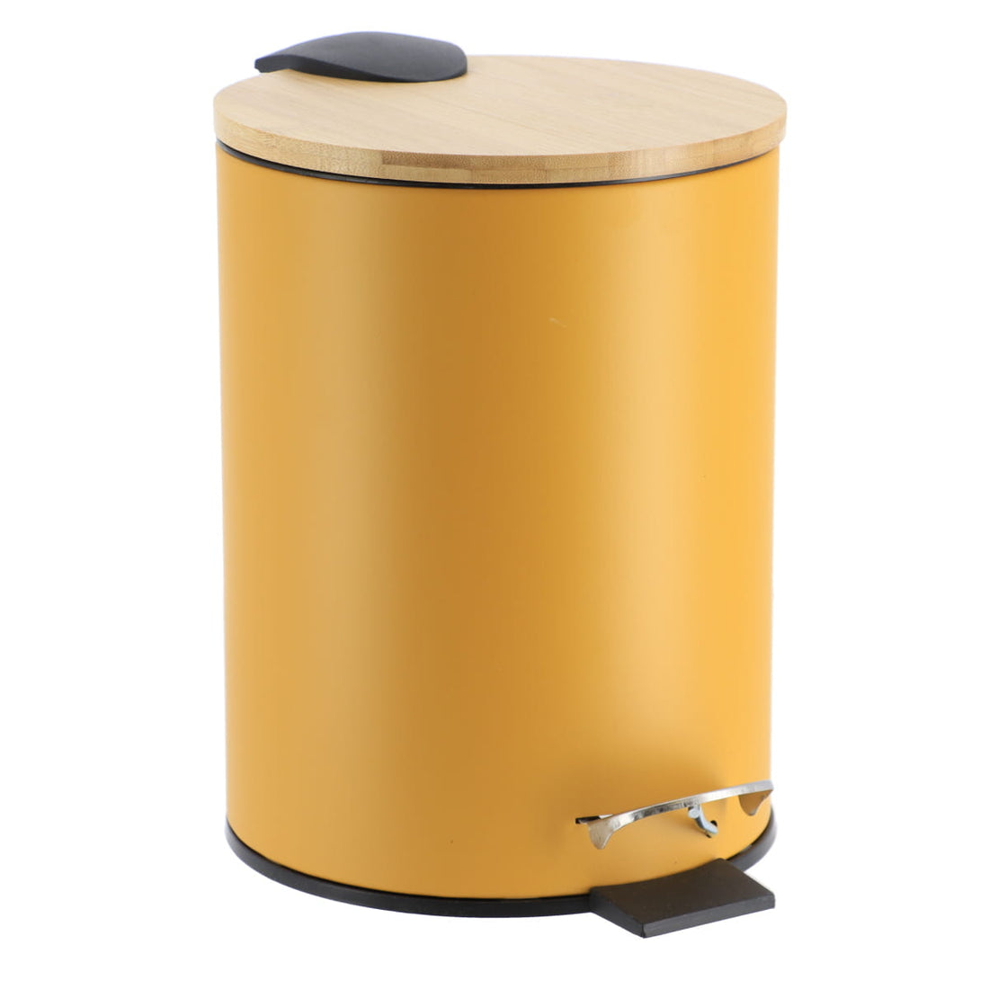 Coș De Gunoi Metalic Cu Închidere Lentă 3L - Muștar/Bambus - ramosdecor