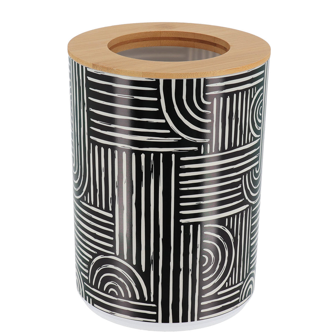 Coș De Gunoi PP Imprimat Cu Capac Din Bambus 5L - Ethnic Vibes - ramosdecor
