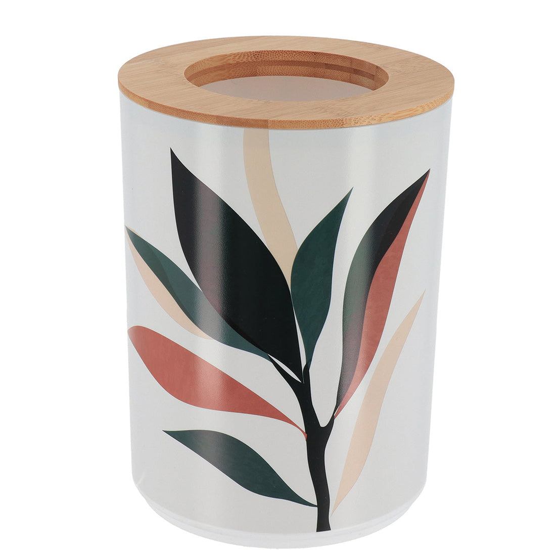 Coș De Gunoi PP Imprimat Cu Capac Din Bambus 5L - Bucolique - ramosdecor