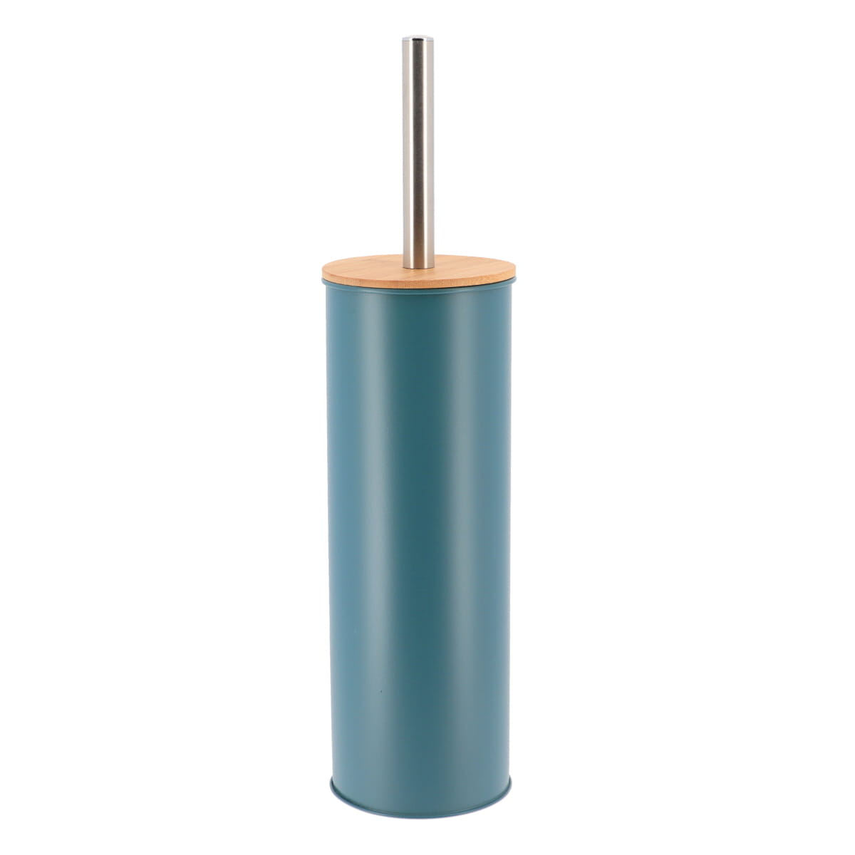 Perie Toaletă Metalică Cu Capac Din Bambus - Verde Imperial - ramosdecor