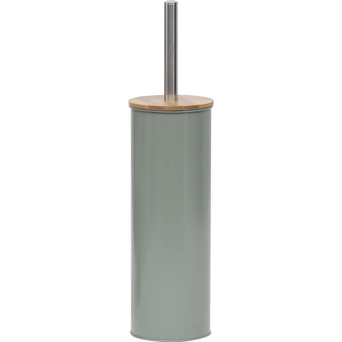 Perie Toaletă Metalică Cu Capac Din Bambus - Khaki - ramosdecor