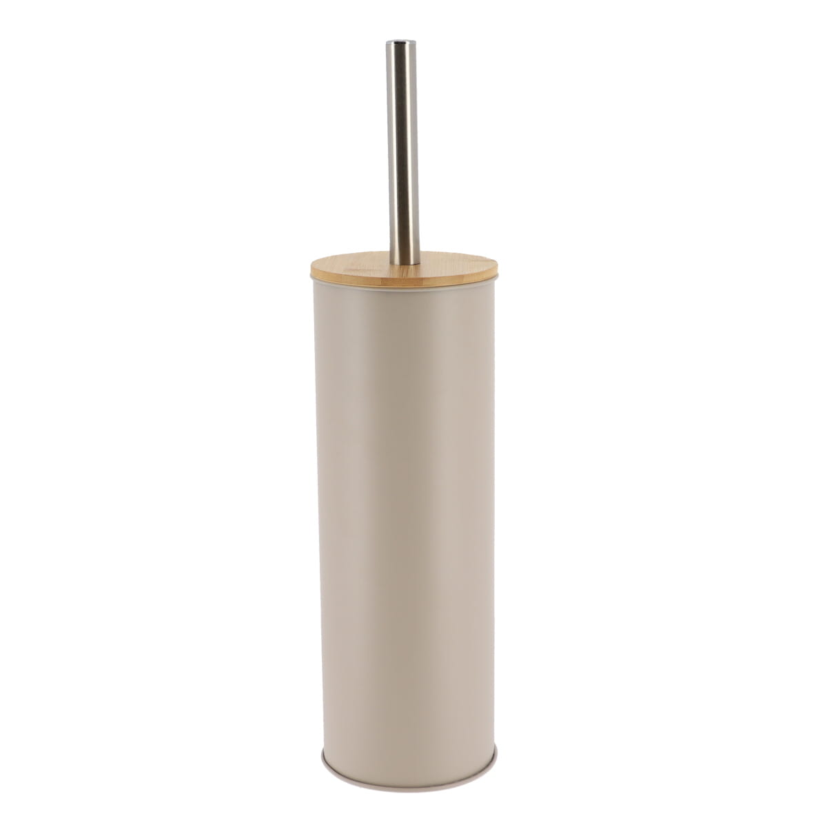 Perie Toaletă Metalică Cu Capac Din Bambus - Taupe - ramosdecor