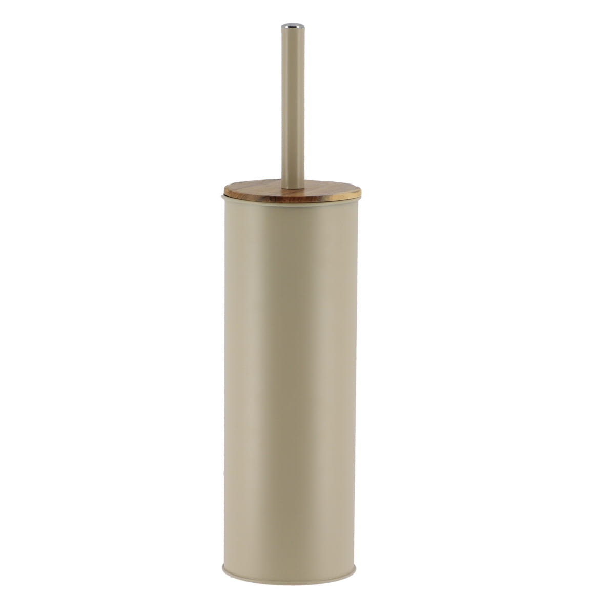 Perie Toaletă Metalică Cu Capac Din Bambus - Alb/Acacia - ramosdecor