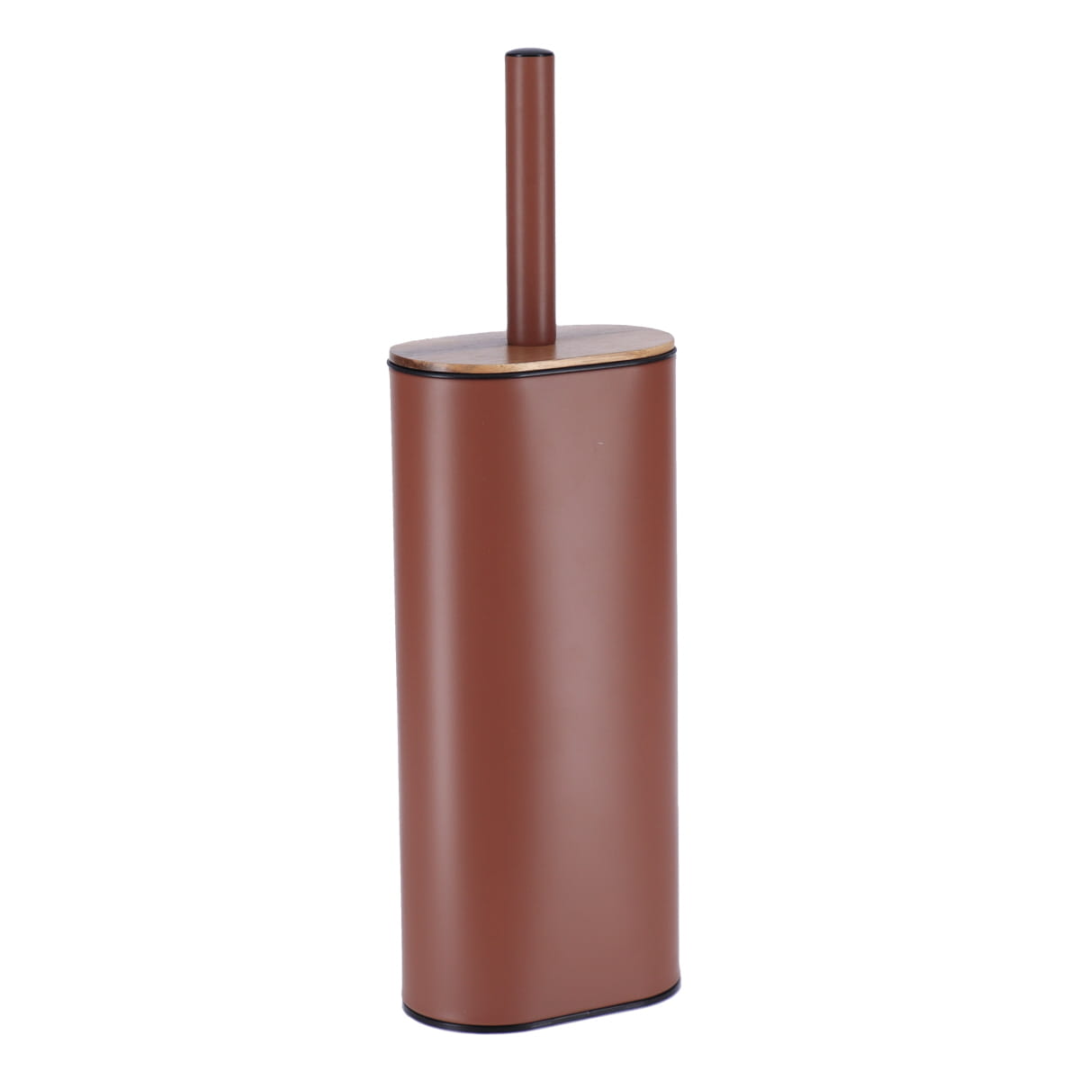 Perie Toaletă Metalică Ovală Cu Perie Plată Din Silicon - Acacia/Ambra - ramosdecor