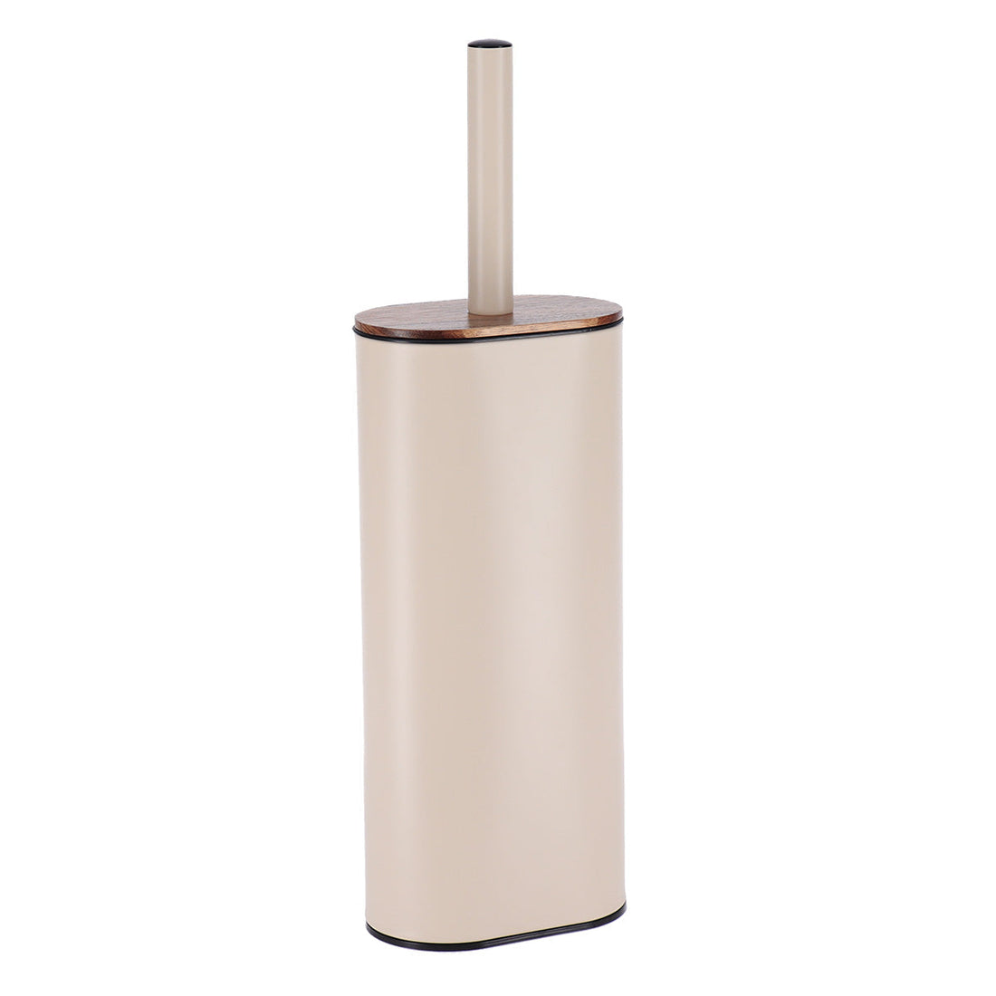 Perie Toaletă Metalică Ovală Cu Perie Plată Din Silicon - Acacia/Bej - ramosdecor