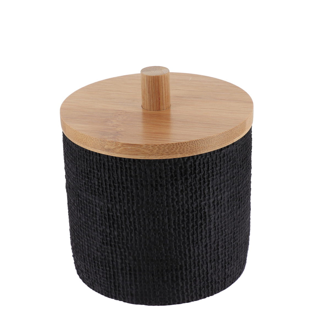 Cutie din Polirășină cu Efect de Plasă și Capac din Bambus - Negru - ramosdecor