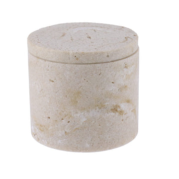 Cutie pentru Vată din Polirășină cu Capac Finisaj de Piatră - Natural - ramosdecor