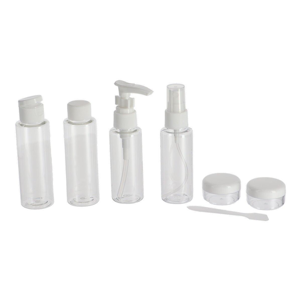 Set de Călătorie din PVC cu 6 Recipiente Goale - Transparent/Alb - ramosdecor