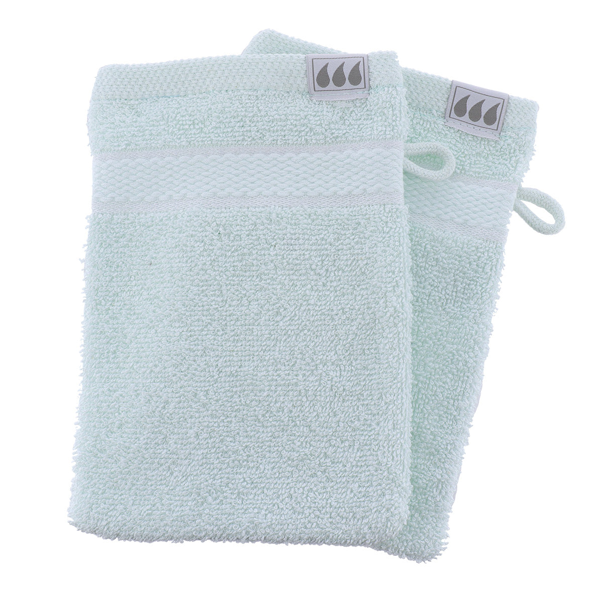 Set de 2 Mănuși de Toaletă 15x21 cm, 100% Bumbac - Verde Pastel - ramosdecor