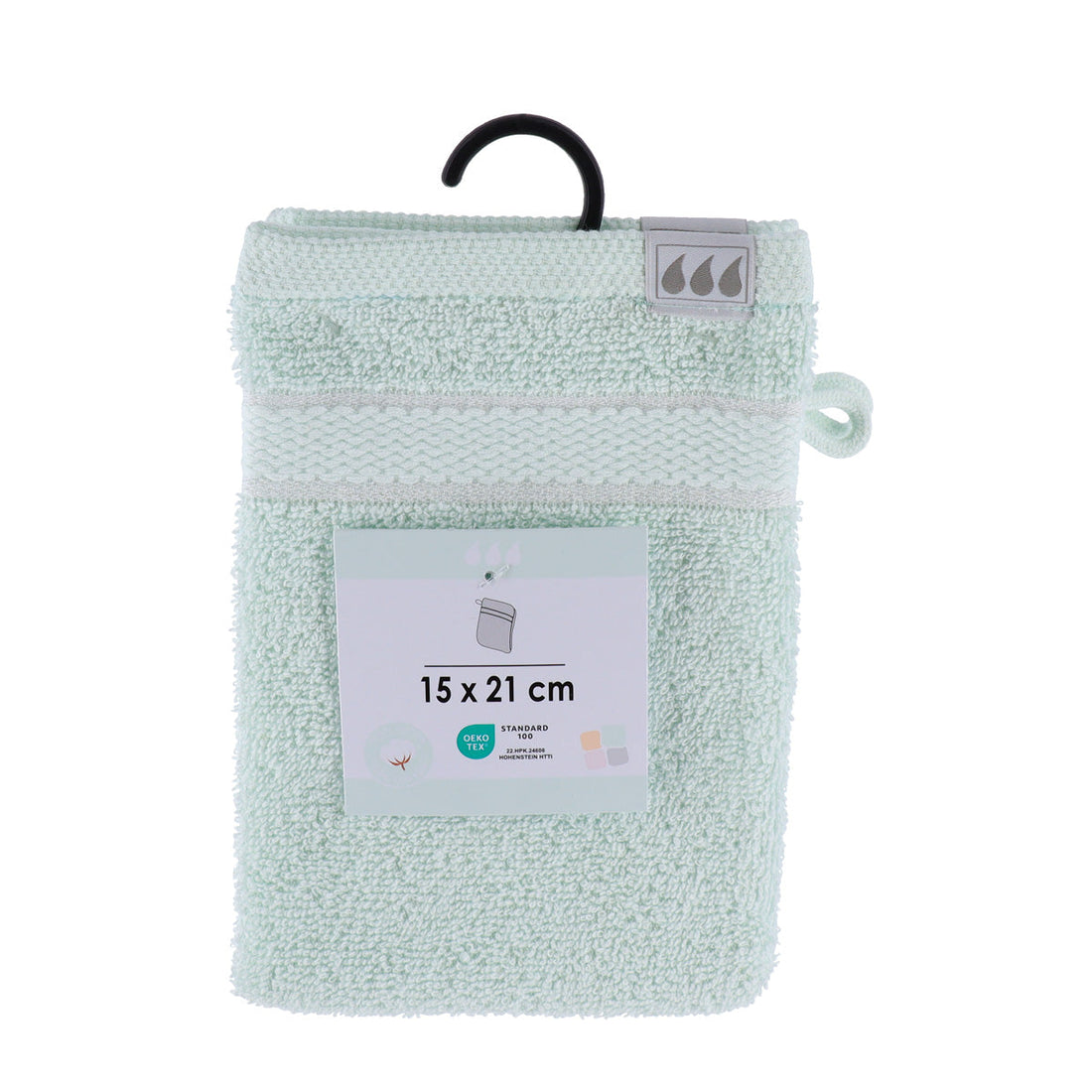 Set de 2 Mănuși de Toaletă 15x21 cm, 100% Bumbac - Verde Pastel - ramosdecor