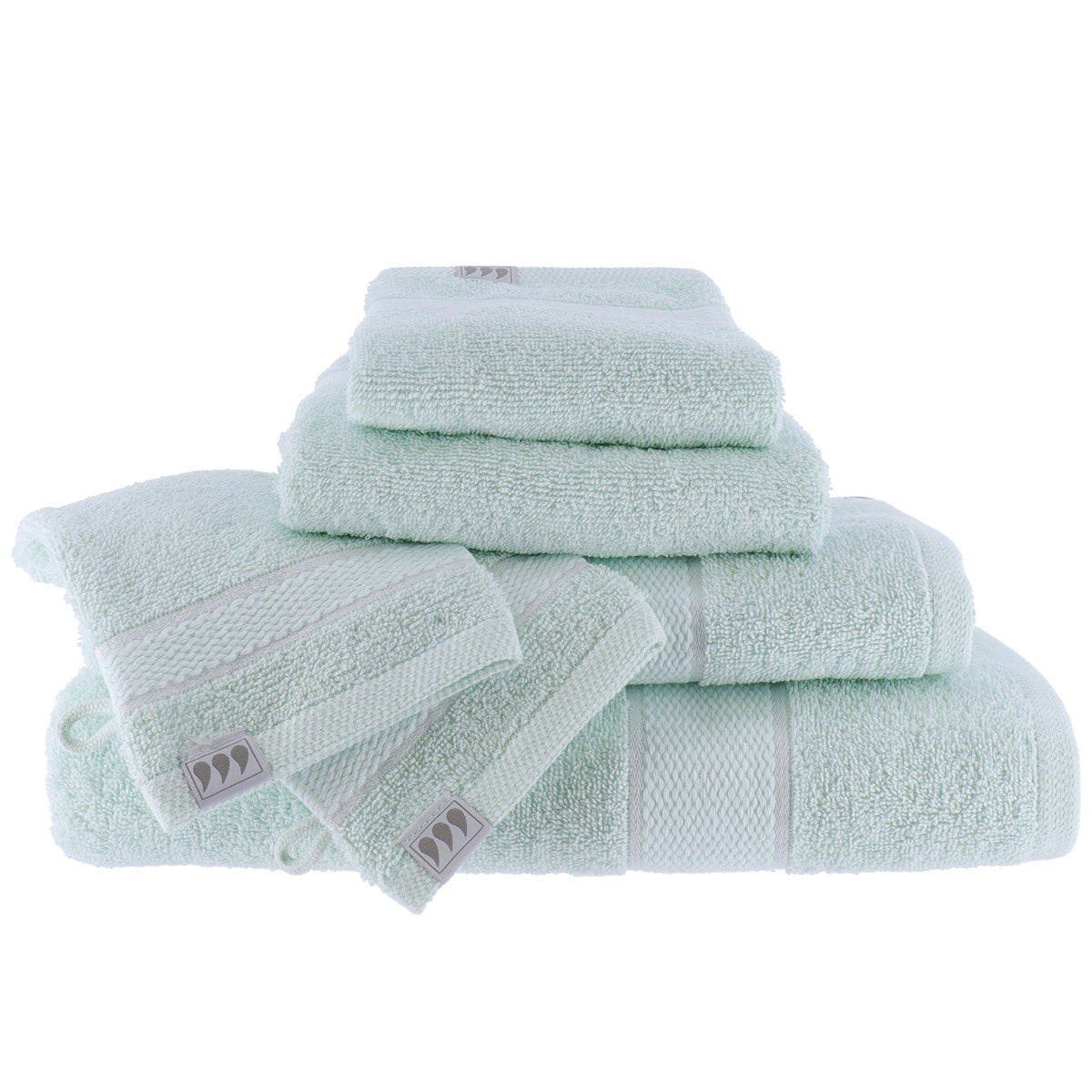 Set de 2 Mănuși de Toaletă 15x21 cm, 100% Bumbac - Verde Pastel - ramosdecor