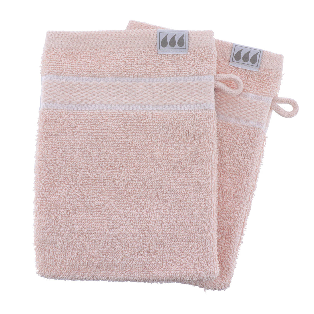 Set de 2 Mănuși de Toaletă 15x21 cm, 100% Bumbac - Roz Pudră - ramosdecor