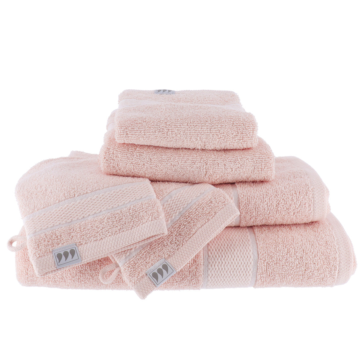 Set de 2 Mănuși de Toaletă 15x21 cm, 100% Bumbac - Roz Pudră - ramosdecor